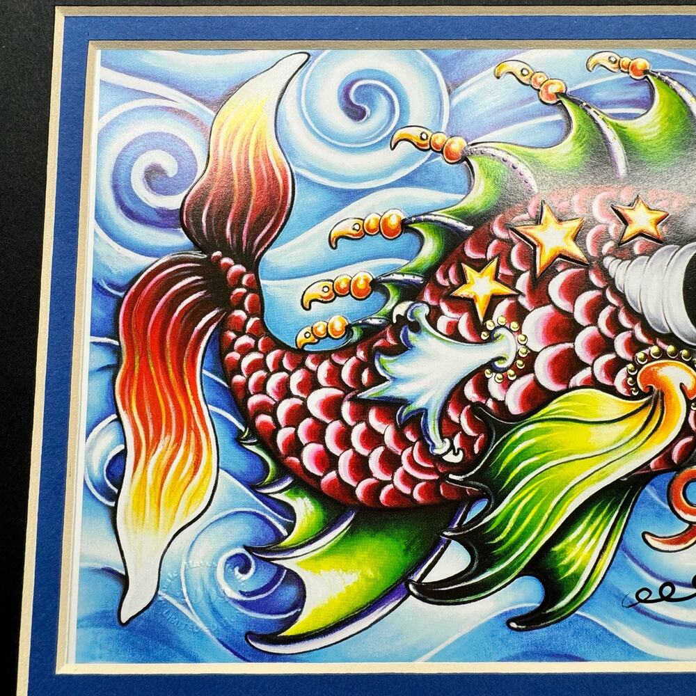 Jamie Hayes Limited Edition Pucker Fish Giclee Print Signed Matted Artwork 5"x7" - Picture 4 of 8